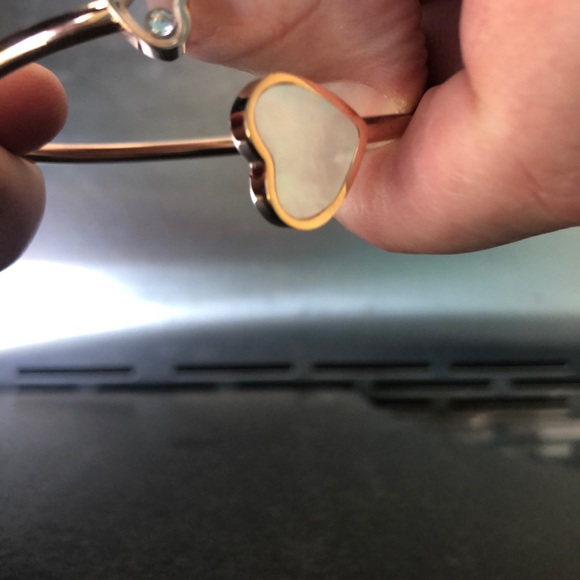 Mother of Pearl Happy Valentines 2 Hearts Bangle - Picture 2 of 2